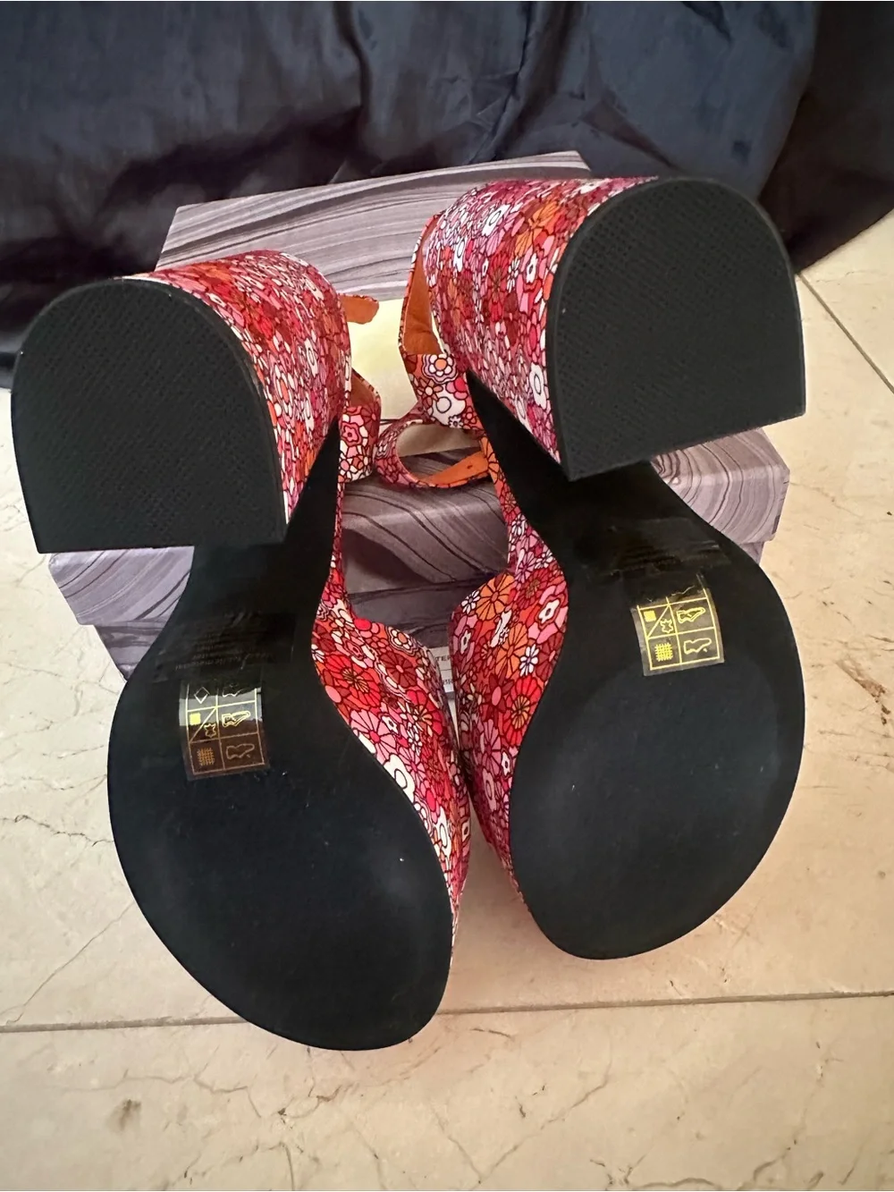 Jeffrey Campbell Floral Platform Sandals in Pink and Orange